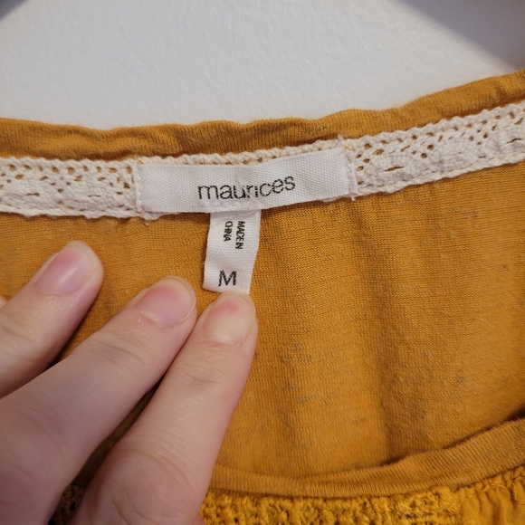 Maurices Boho Lace Top - Mustard Yellow (Medium) - Picture 3 of 6